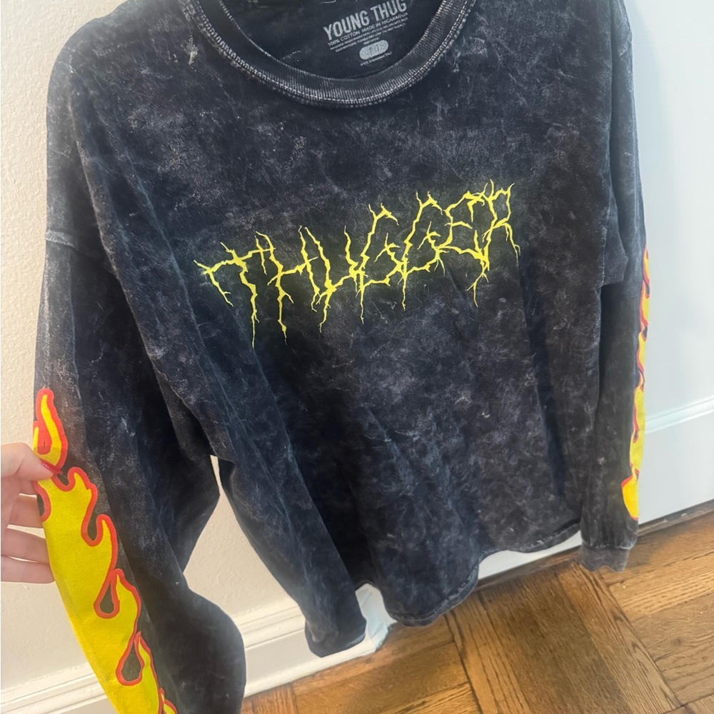 Black Graphic Long Sleeve Top